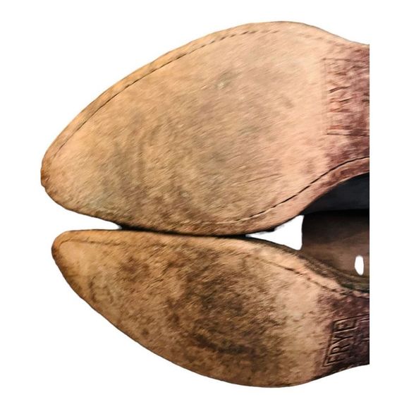 Frye Billy stitch cowgirl western boots brown with orange stitching design sz 9 - Picture 10 of 16